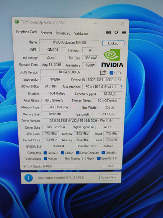 NVIDIA Quadro M4000 | 8GB GDDR5 PCIe Graphics Card | 4x DisplayPort !