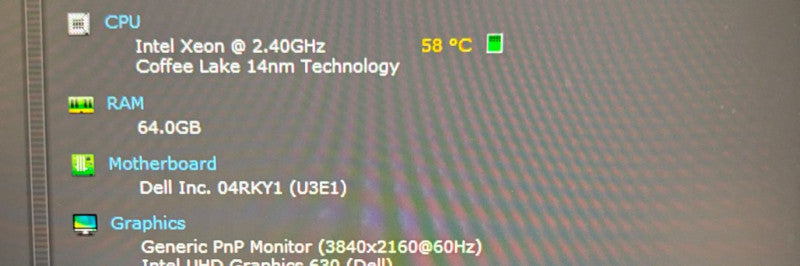 Dell Precision 7740 XEON E2286M@2.4 4K RTX 4000 8GB GPU 64GB RAM 1TB SSD READ  Lap200