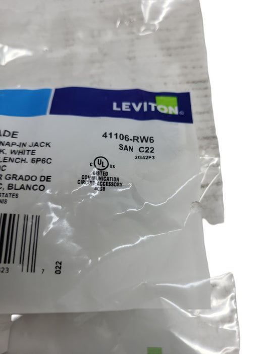 LEVITON Voice Grade Snap-In Jack 6P6C White C22-41106-RW6 (PACK OF 60) &