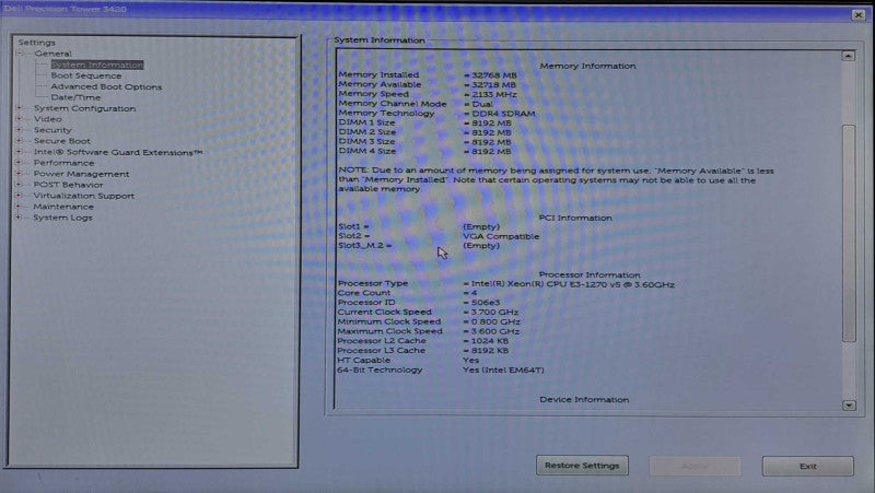 Dell Precision 3420 SFF | Xeon E3-1270 v5 @3.6GHz 4C, 32GB DDR4, Quadro K1200