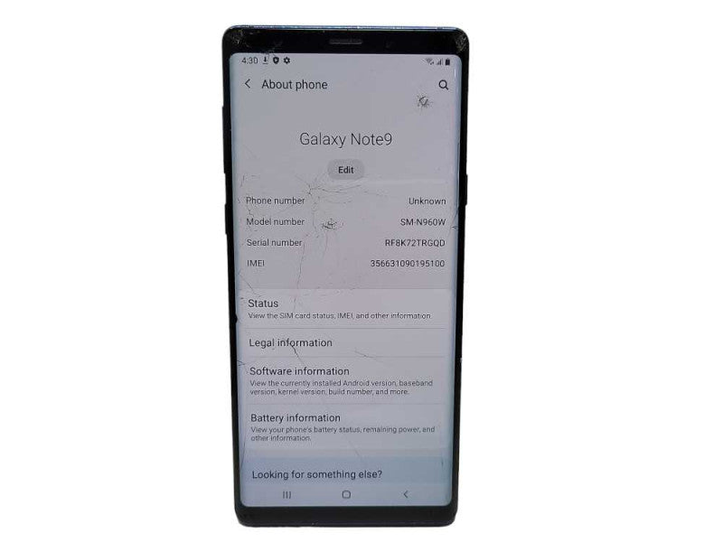 Samsung Galaxy Note 9 SM-N960W 128GB READ $