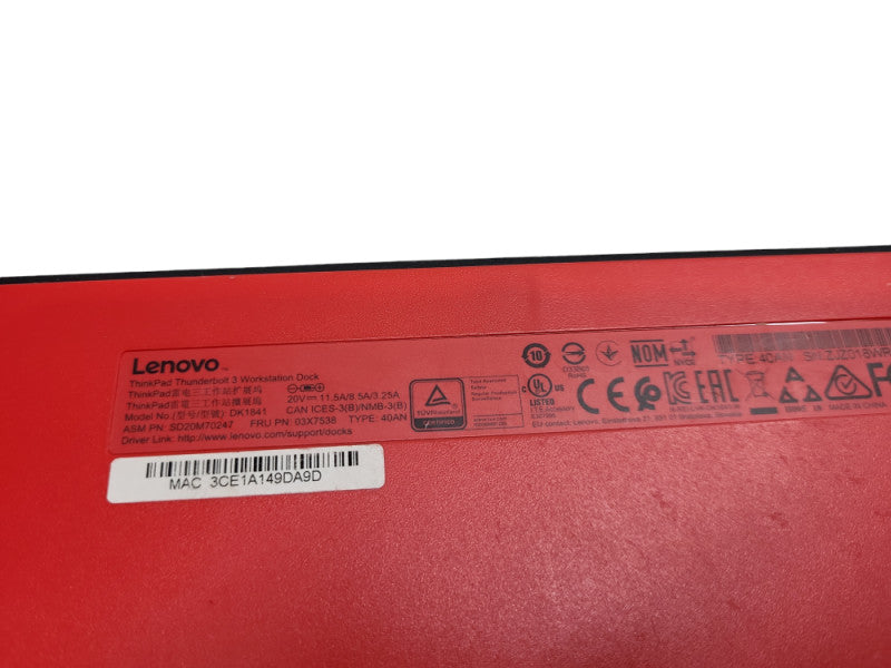 Lenovo ThinkPad Thunderbolt 3 Dock Gen 2 Type 40AN With Power Adapter &