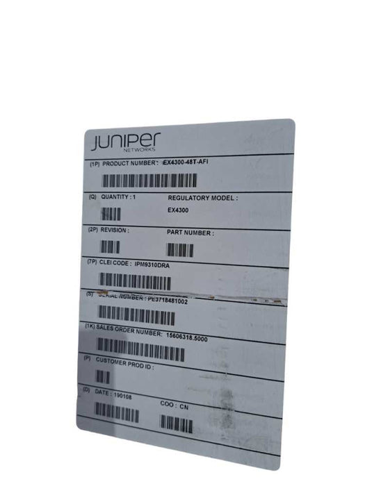 New Open Box | Juniper Networks EX4300-48T-AFI | 1x 350W PSU