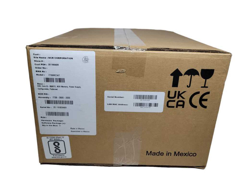New NCR CX8 POS 7736-3500-2000, Intel i5-9500TE @ 2.20Ghz 8GB RAM & 120GB SSD Q%
