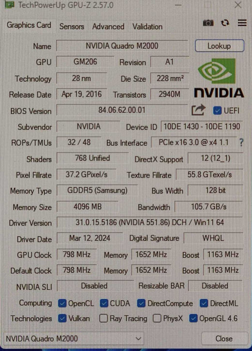 NVIDIA Quadro M2000 4GB GDDR5 Graphics Card, 4x DisplayPort
