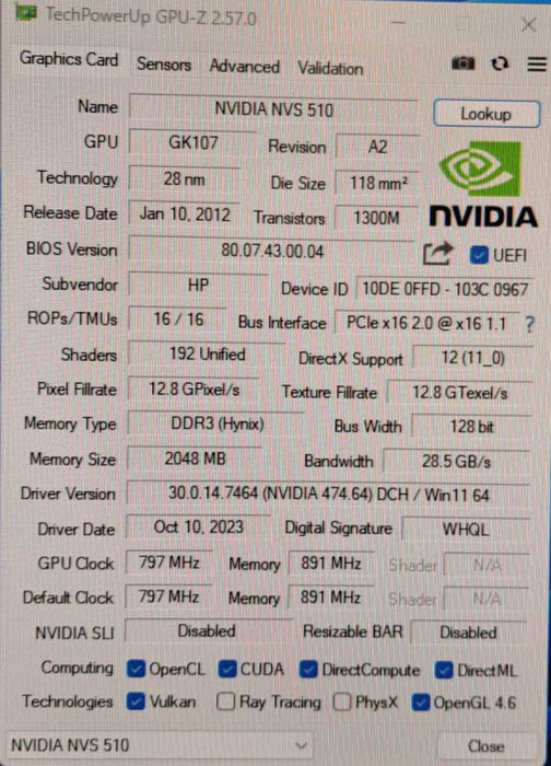 Nvidia NVS 510 | 2GB GDDR3 Graphics Card | 4x Mini DisplayPort | High Profile Q