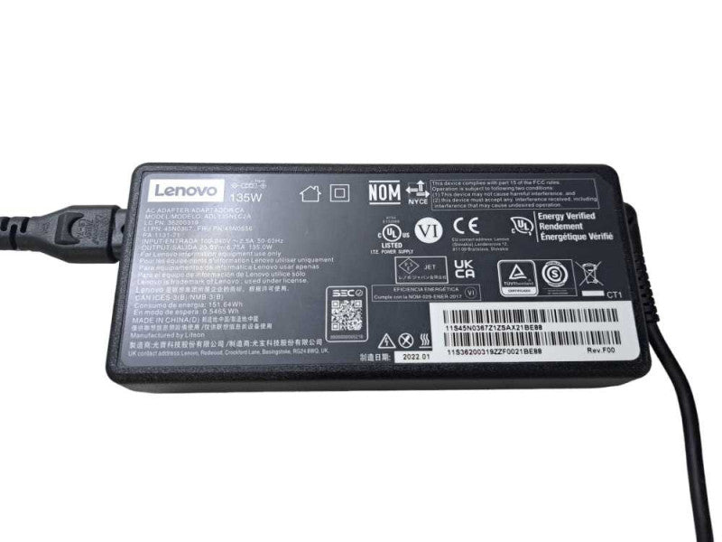 Lenovo 135W 20V 6.75A  AC Adapter Slim Flat Tip | PN: ADL135NLC2A