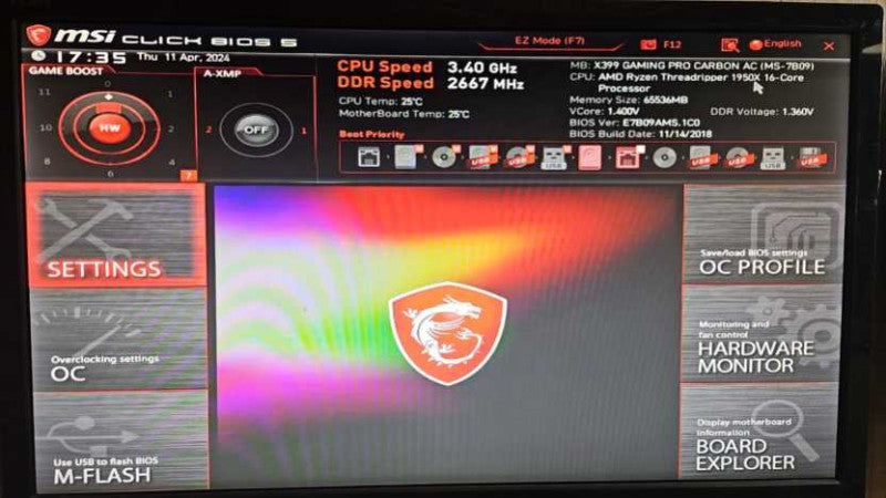 AMD 1950x Threadripper Desktop 64GB RAM GTX 1080
