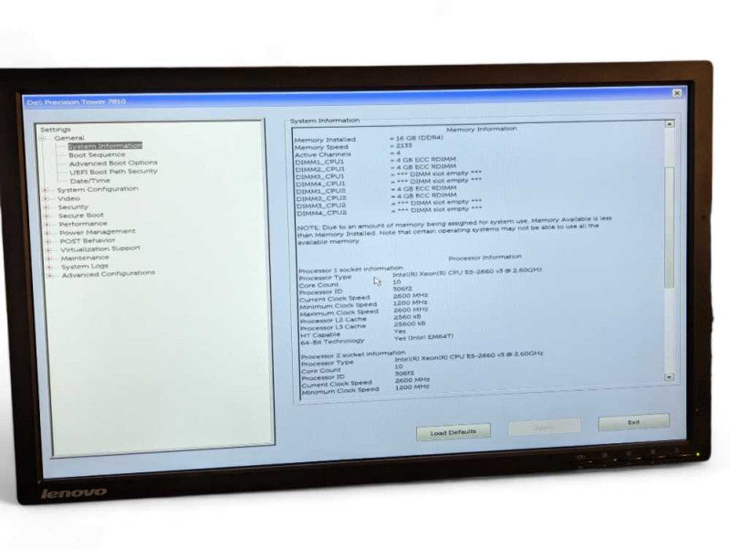DELL Precision Tower 7810 2x Intel Xeon E5-2660 v3 @ 2.60Ghz, 16GB RAM  -