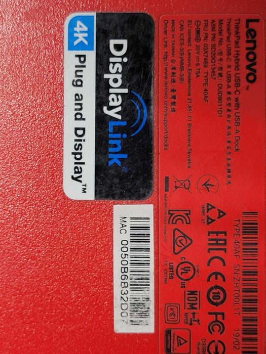 Lenovo ThinkPad Hybrid USB-C with USB-A Dock 40AF _
