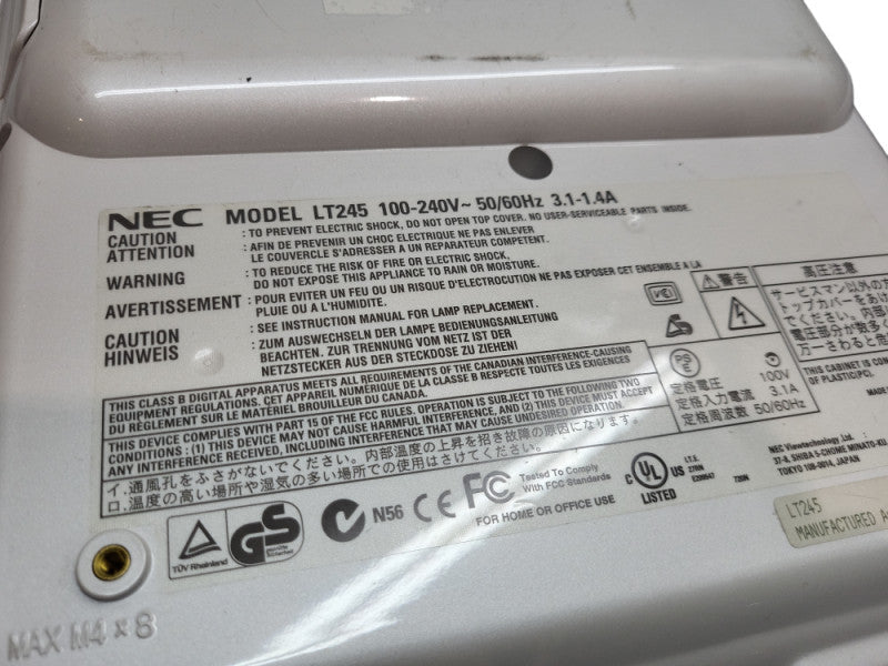 NEC MultiSync LT245 DLP Projector &
