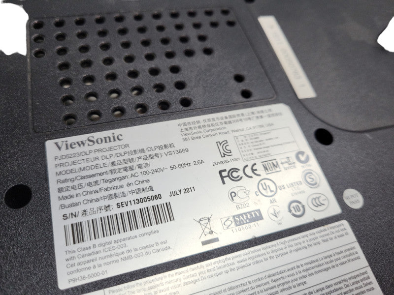 ViewSonic VS13869 Projector Lamp Hours -800 &
