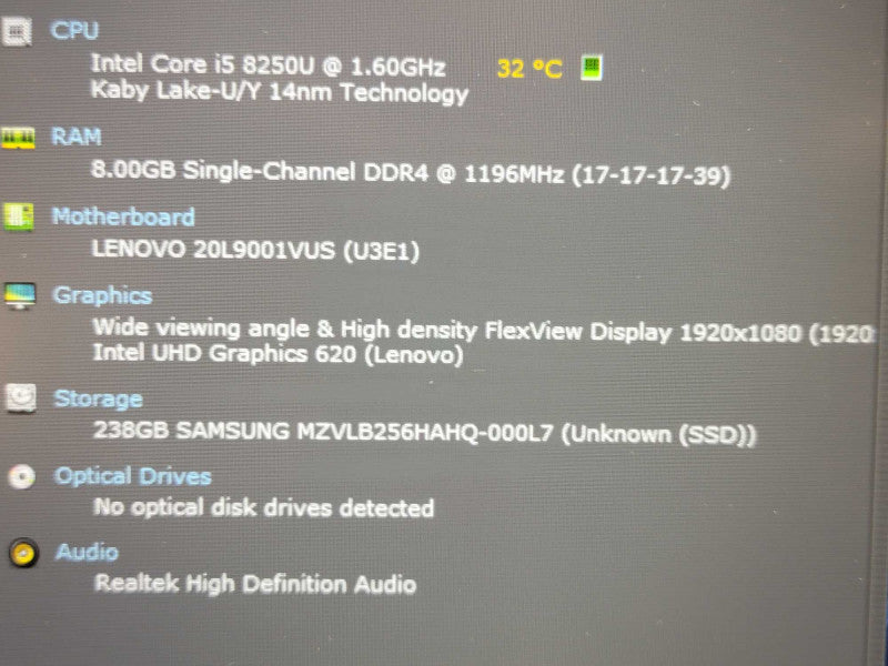 Lenovo ThinkPad T580 | i5-8250U| 8GB DDR4| 256GB SSD read Î² BudLap