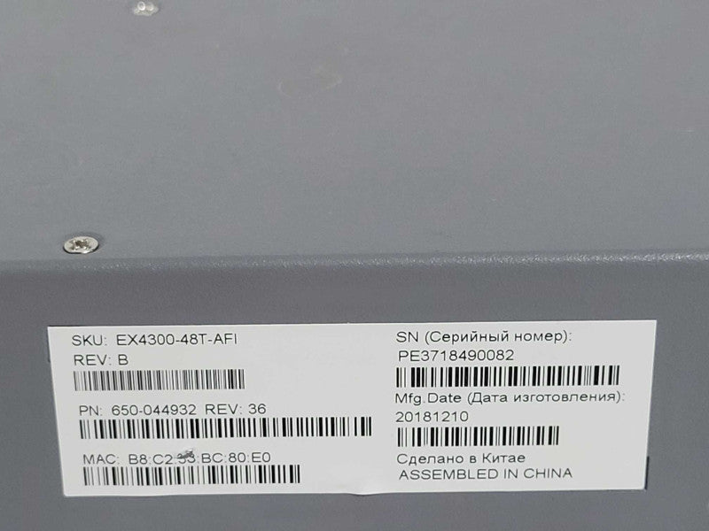 Open-Box Juniper Networks EX4300-48T-AFI Gigabit Ethernet Switch ONLY, SEE _