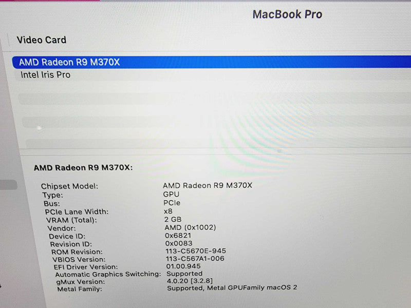 Apple Macbook Pro Retina 15\\" 4-Core i7-4870HQ @ 2.5GHz 16GB DDR3 500GB SSD Radeon R9 M370x 2GB [Read] (