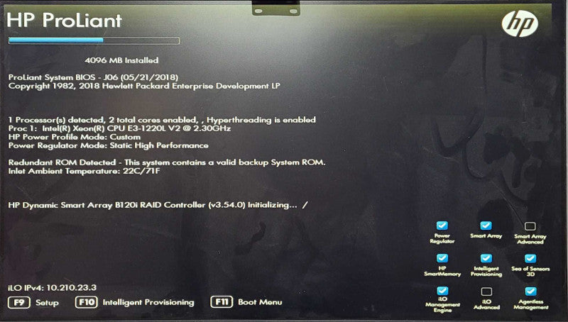 HPE Proliant MicroServer Gen8, E3-1220L 2.30GHz, 4GB RAM, 2x 1TB HDDs, B120i