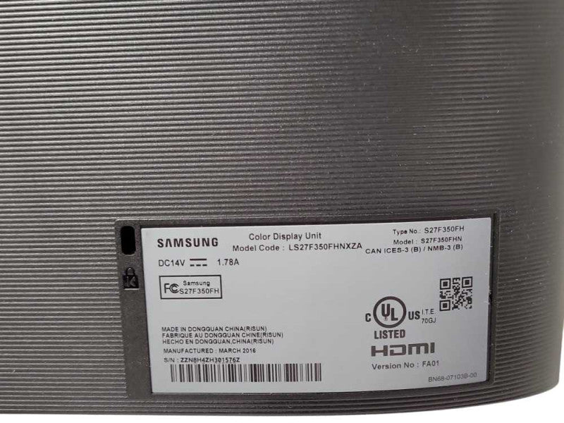 Samsung Color Display S27F350FHN 27\\" Essential Monitor, VGA/HDMI w/ Power Ada _
