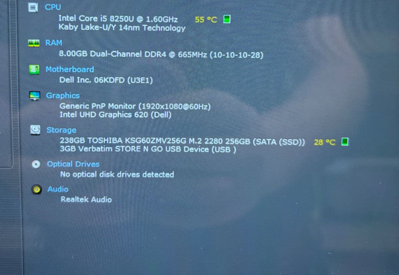 Dell Inspiron 7370 TOUCH Intel Core i5-8250U@1.6GHz 8GB RAM 256GB SSD READ!  Lap200
