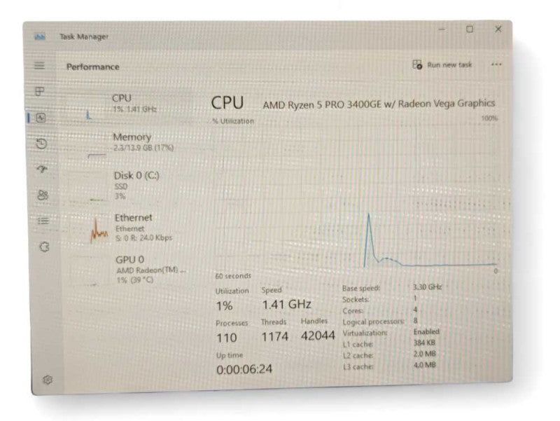 Lenovo M75q Ryzen 5 PRO 3400GE @ 3.30 GHz, 16GB RAM & 256GB NVMe -