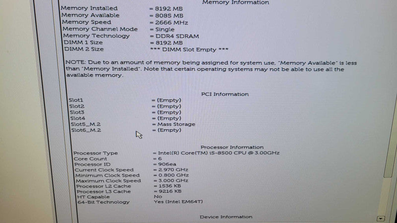 Dell OptiPlex 3060 - Core i5-8500 | 8GB RAM | 512GB NVMe %