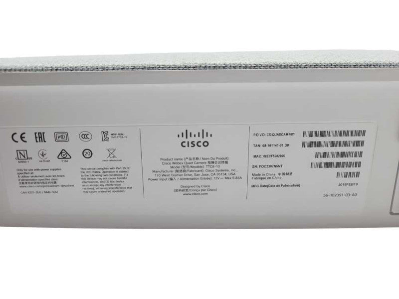 New Open-Box Cisco CS-QUADCAM Webex Conference Camera TTC8-10 _