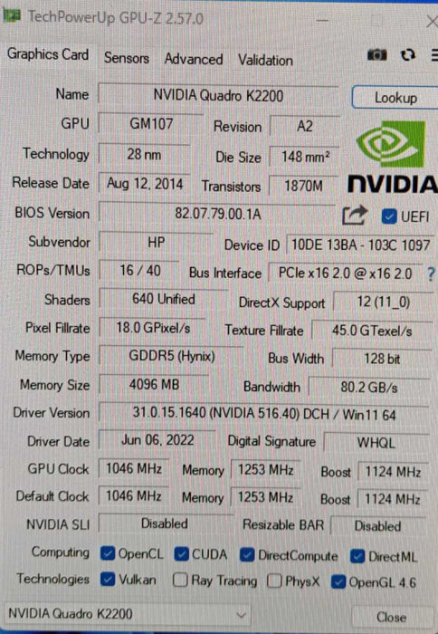 NVIDIA Quadro K2200 4GB GDDR5 Graphics Card | 2x DisplayPort, DVI