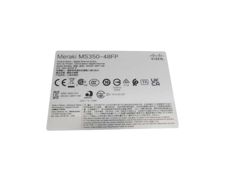 Cisco Meraki MS350-48FP-HW 48-port Cloud Managed Switch Unclaimed MA-PWR-1025 %