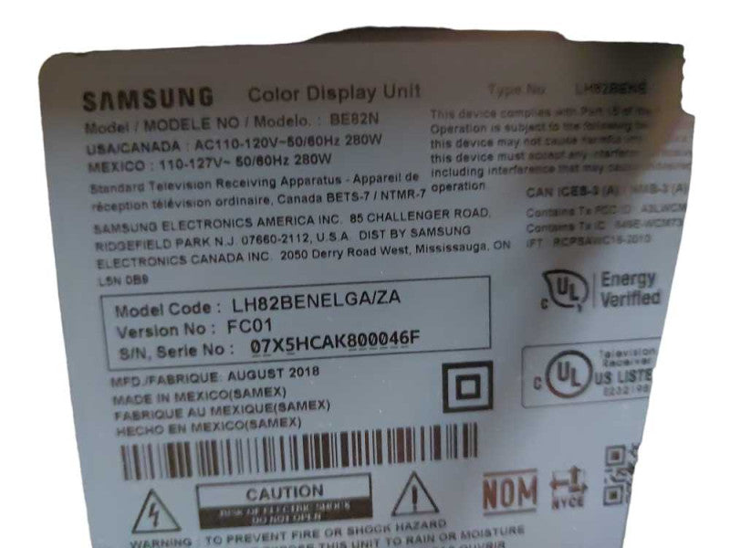Samsung 82\\" 4K UHD Commercial LED TV Model: BE82N  =