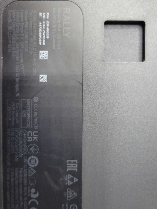 Logitech V-R0009 Rally Display Hub Unit ONLY 839-000539, No AC Power Adapter _