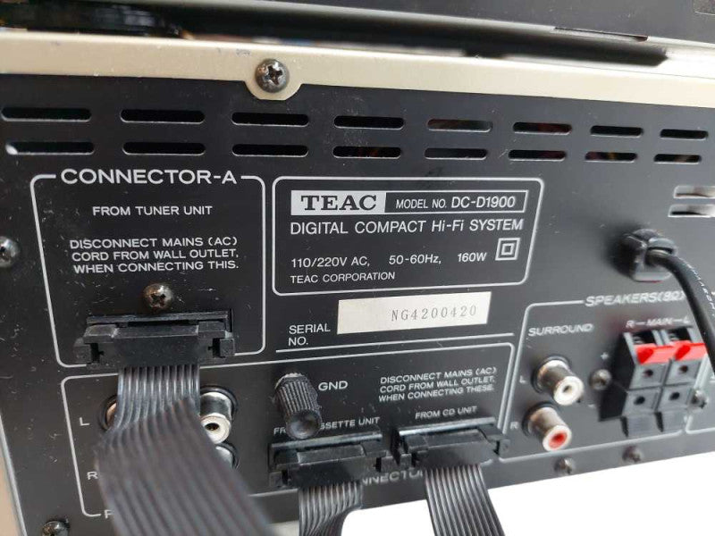 Teac Model: DC-D1900 Dual Cassette Deck, Compact Disc, 16bit Dual Converter =