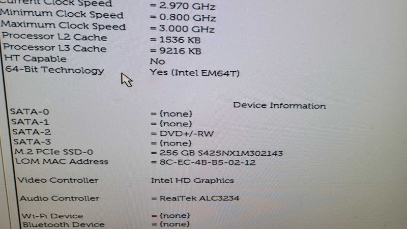 Dell OptiPlex 3060 - Core i5-8500 | 8GB RAM | 256GB NVMe Q%