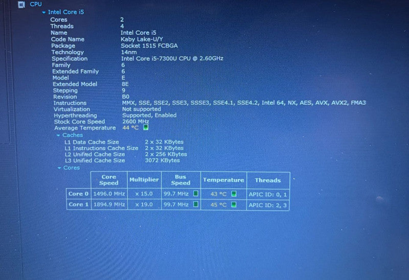 Panasonic ToughBook CF-54 i5-7300U@2.6GHz 16GB RAM 256GB m.2 SSD 17100 Hrs.