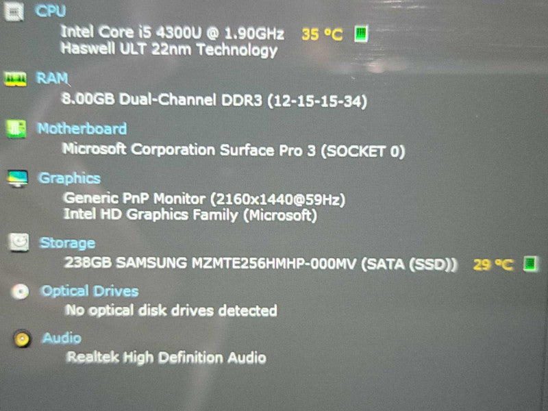 Microsoft Surface Pro 3| i5-4300U| 8GB DDR3| 256 GB SSD W/ DOCK  Î² Lap200