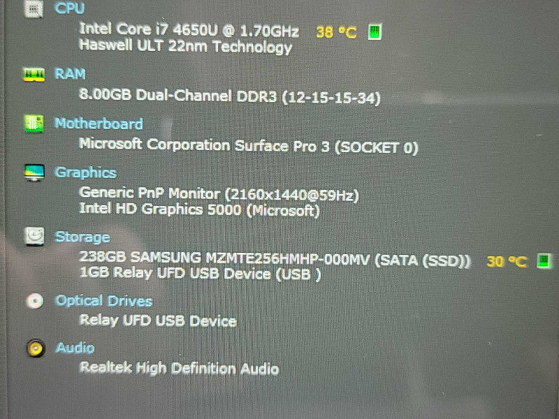 Microsoft Surface Pro 3| i7-4650U| 8GB DDR3| 256 GB SSD w/ docking station Î² BudLap