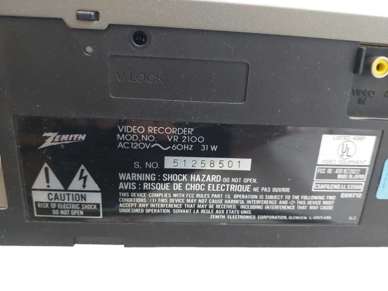 Zenith VHS Video Recorder Model: VR 2100 =