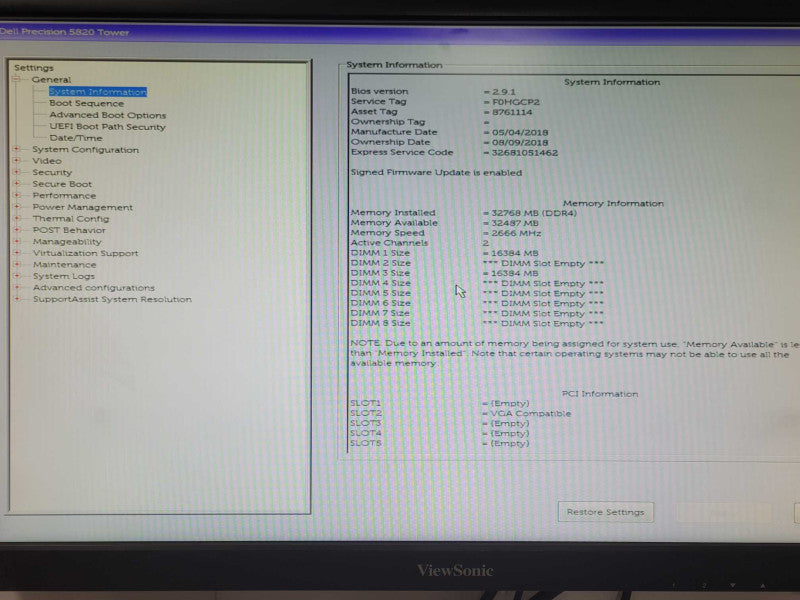 Dell Precision 5820 Tower, Xeon W-2155 3.3GHz 10C, 32GB DDR4, 950W PSU _