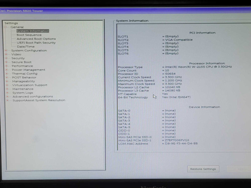 Dell Precision 5820 Tower, Xeon W-2155 3.3GHz 10C, 32GB DDR4, 950W PSU _