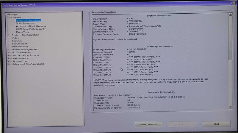 Dell Precision Tower 7810, Intel E5-2687W v4 3.00GHz, 16GB RAM, Quardro 2000
