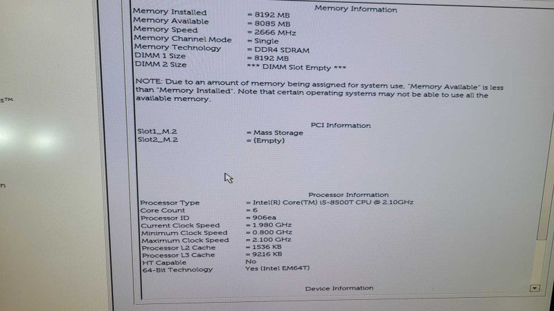 Dell OptiPlex 3060 - Core i5-8500T | 8GB RAM | 256GB NVMe + PWR %