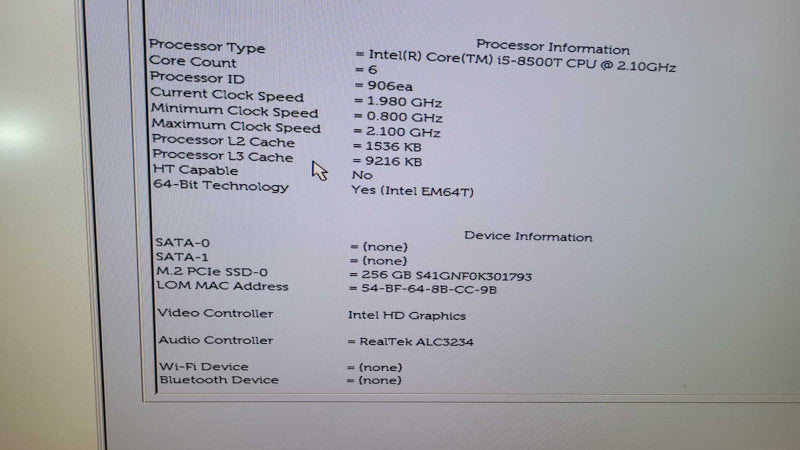 Dell OptiPlex 3070 - Core i5-8500T | 8GB RAM | 256GB NVMe + PWR %\t %