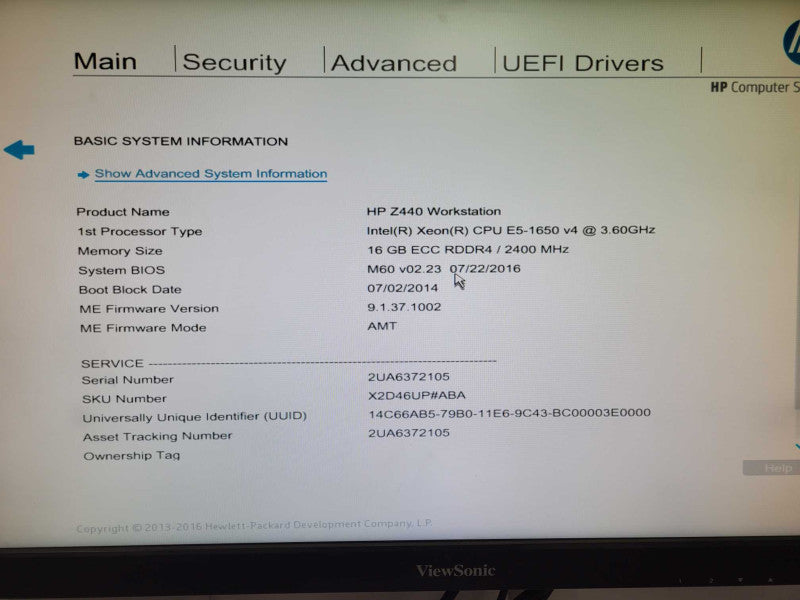 HP Z440 Workstation Intel Xeon E5-1650 v4 3.6Ghz, 16GB RAM, Quadro K2200 GPU _