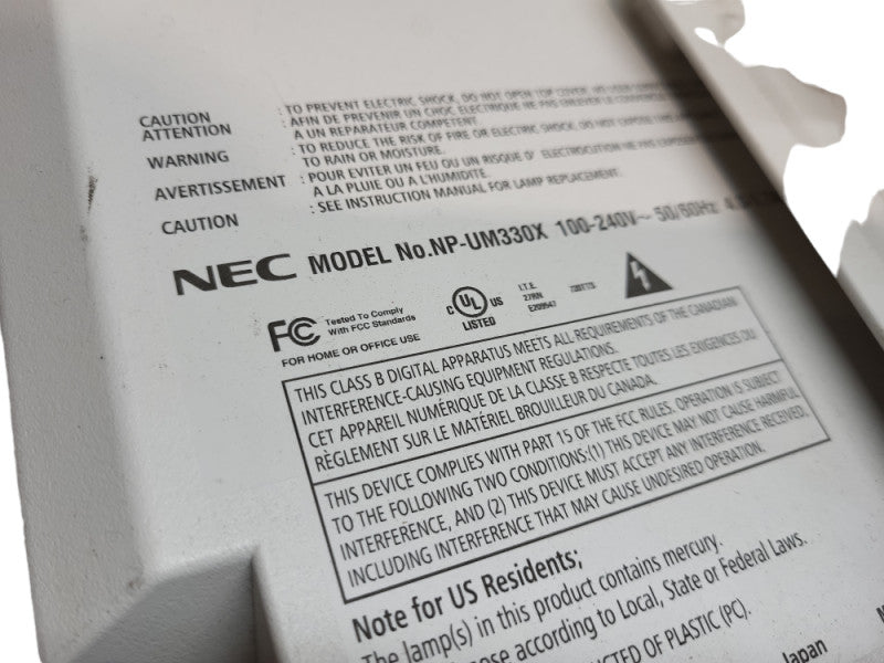 NEC UM330X - 3,300 Lumens Ultra ShortThrow XGA 3LCD HDMI Projector With Mount &