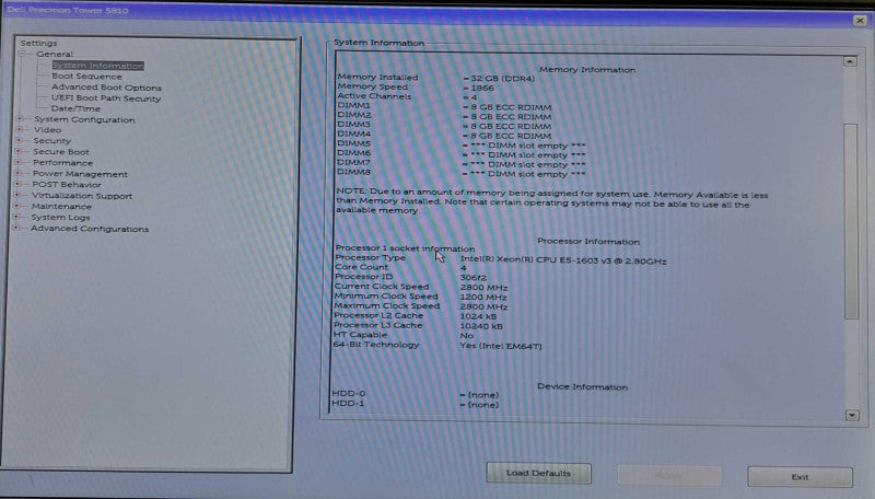 Dell Precision T5810 | Xeon E5-1603 v3 @ 2.80GHz 4C, 32GB DDR4, Quadro K4200