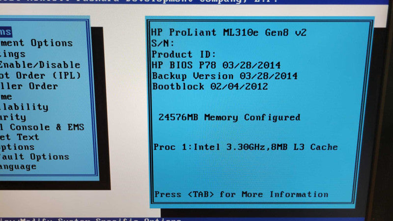 HP PL ML310E - Xeon E3-1230 V3 | 24GB | no hdd | B120I RAID | 350W PSU %