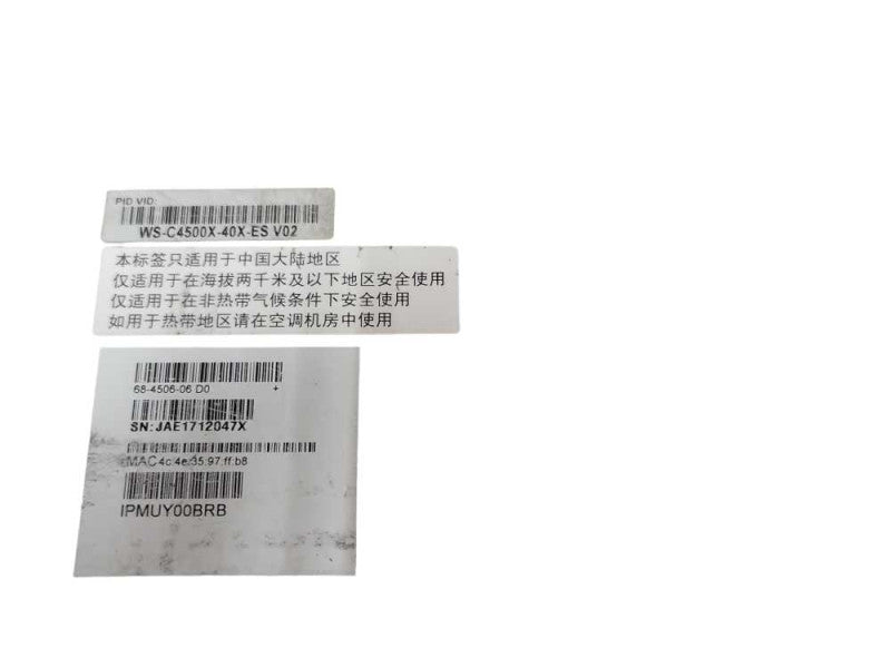 Cisco WS-C4500X-40X-ES V02 32-Port 10G No Expansion Model - With Dual AC Q_