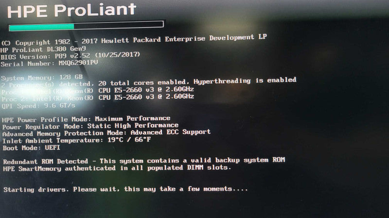 HP DL380 Gen9 server | E5- 2660 V3 | 128GB RAM | P440ar| 2 x PSU %