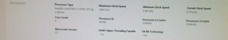 Intel Core i7-10700 SRH6Y 2.9GHz CPU Processor _