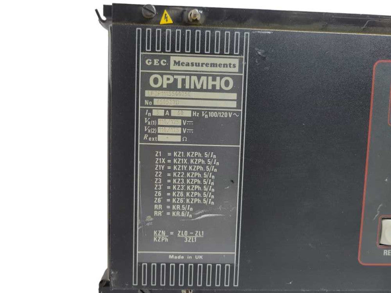 GEC ALSTHOM OPTIMHO LFZP STATIC DISTANCE PROTECTION RELAY %