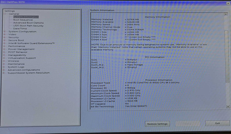 Dell OptiPlex 5070 SFF | i5-9500 @ 3.00GHz 6C, 32GB DDR4, 512GB NVMe, 2TB HDD
