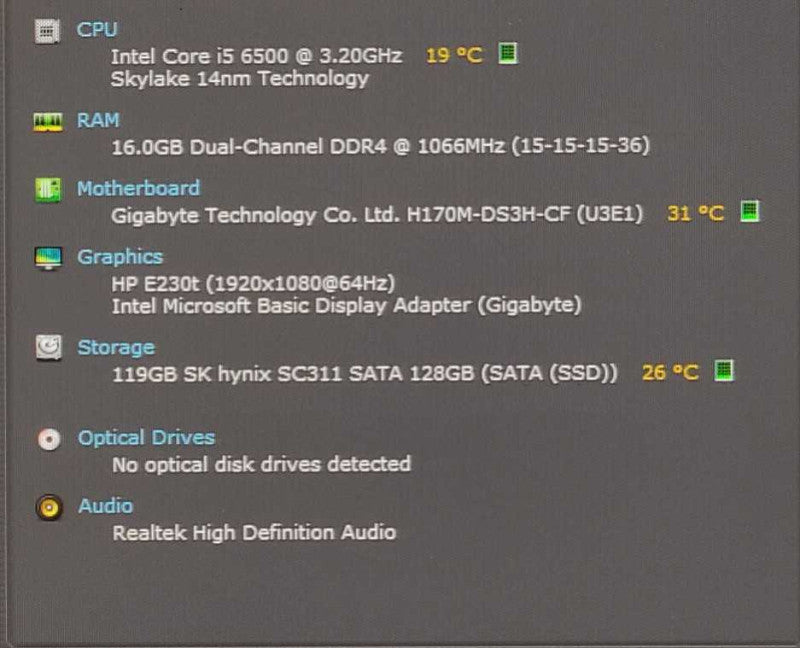 Gigabyte GA-H170M-DS3H w/ Intel i5-6500 3.20GHz, 16GB DDR4 RAM, 128GB M2 SSD